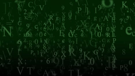 números y letras desplazándose a través de una pantalla verde. bucle