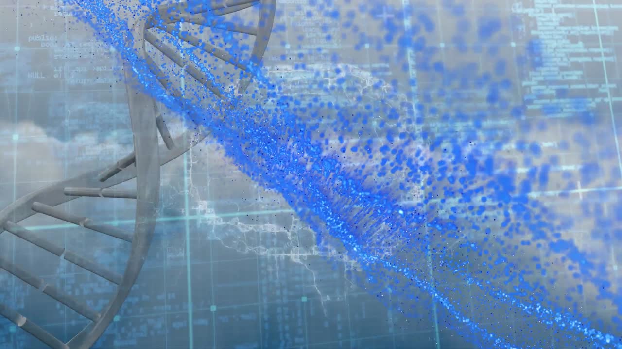 디지털 뇌의 애니메이션과 dna 가닥에 대한 데이터 처리