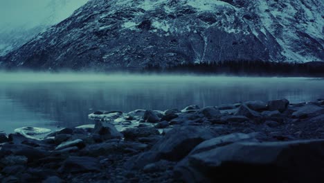 lake near portage alaska on cold cloudy day