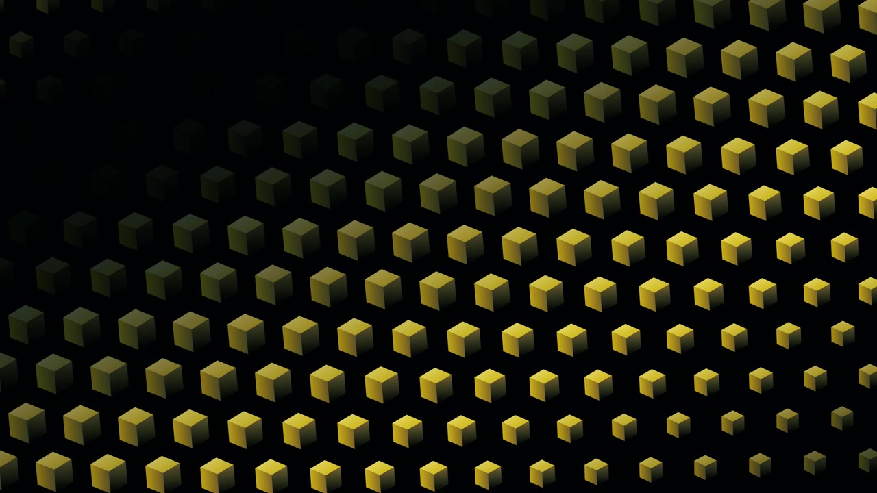 Abstract Motion Background with Yellow Cubes Moving in a Grid