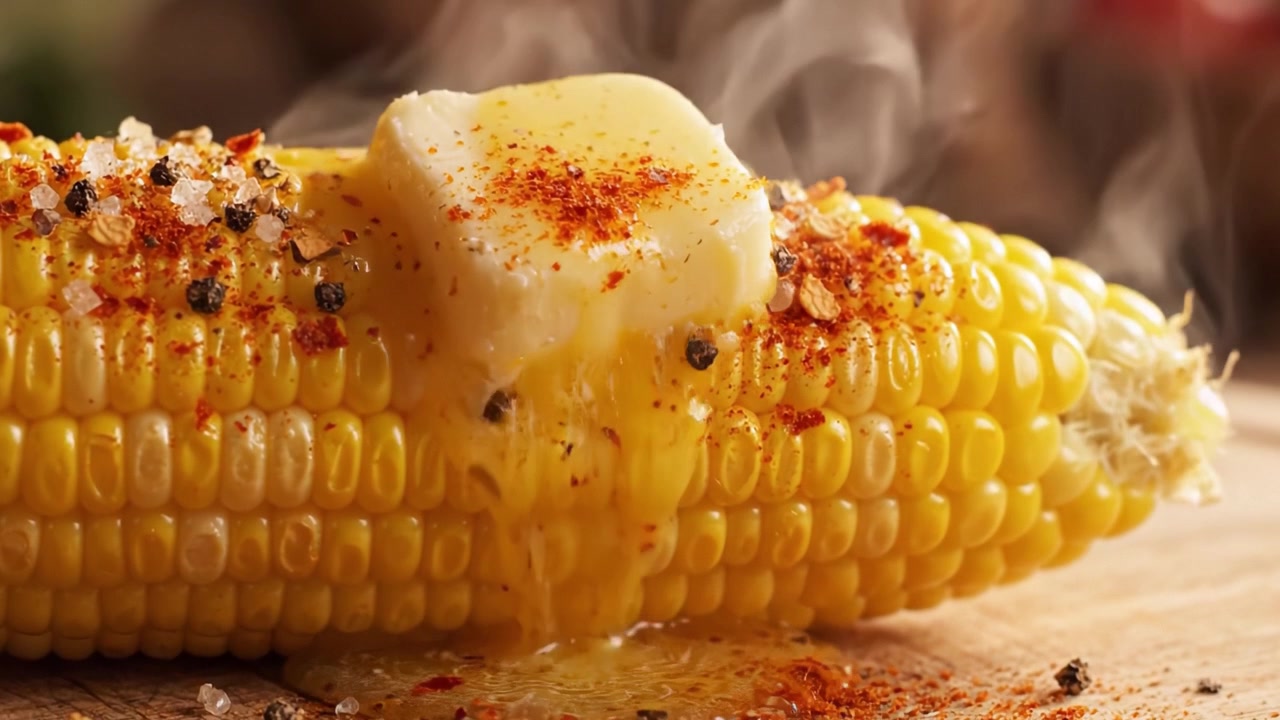 Délicieux maïs grillé avec du beurre fondu et un assaisonnement épicé: la parfaite gourmandise estivale.
