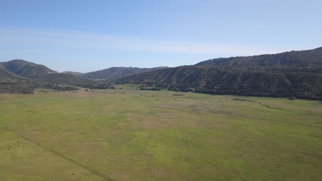 Vista-Aérea-De-La-Cordillera-Y-Los-Pastizales-Verdes-Durante-El-Día-En-San-Diego,-California,-Estados-Unidos