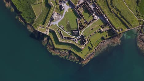 top view of charles fort at the southern end of summer cove near kinsale harbour in county cork, ireland. aerial drone shot