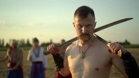 warrior's fearsome gaze. ukrainian cossack looks far 07