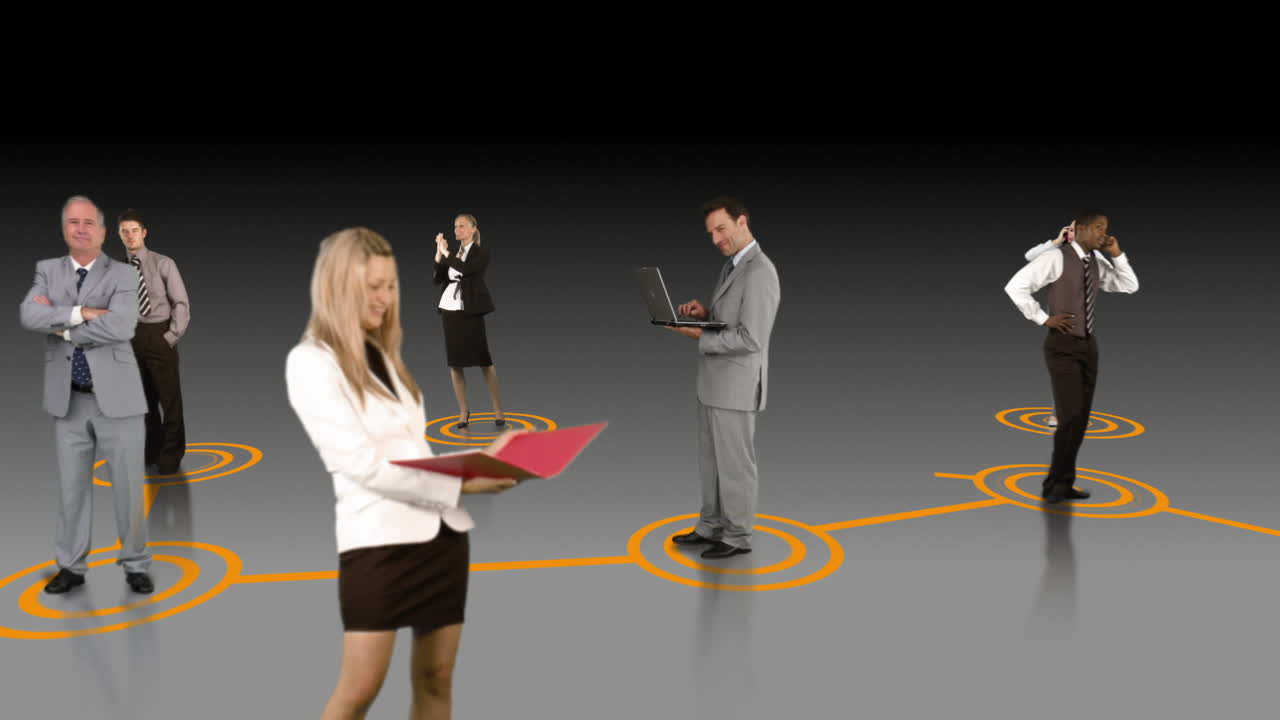Những người kinh doanh kết nối trên nền xám