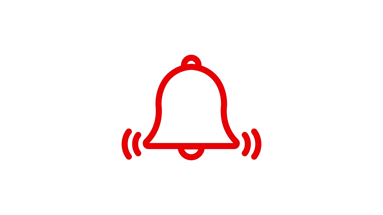 Animated Red Bell Notification Icon Ringing on White Background