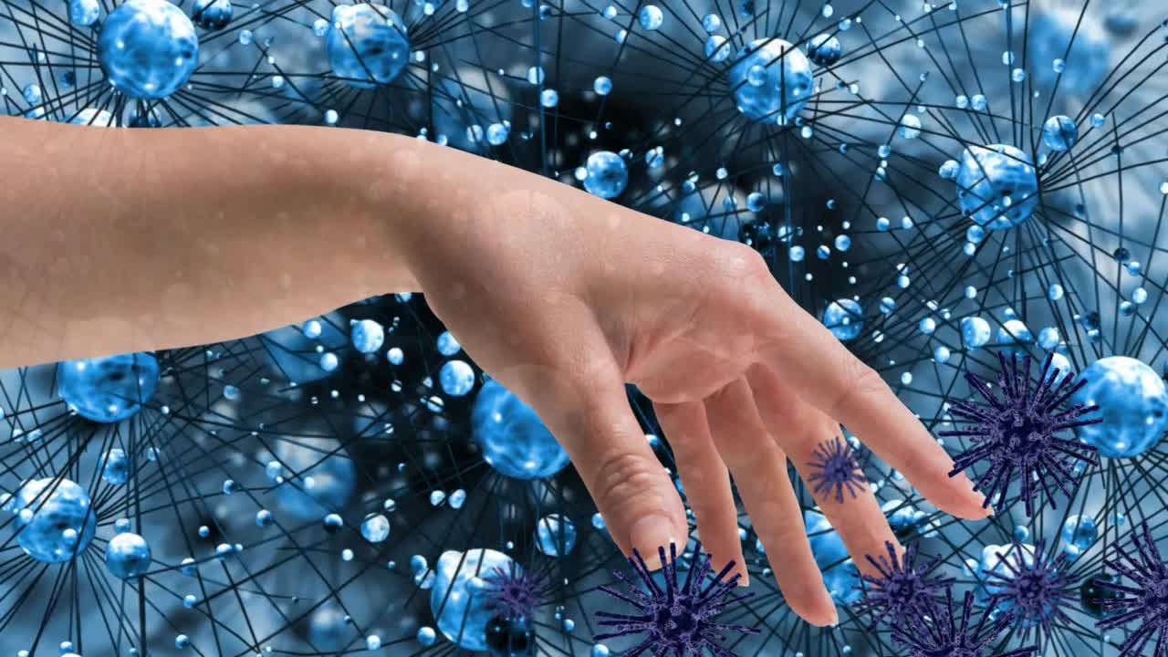 mano humana contra las células de infección bacteriana 4k