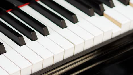 grand piano. professional piano keys self playing. close-up seamless loop. for classical musical music education. black and white piano keys that play on their own. ai self playing without pianist.