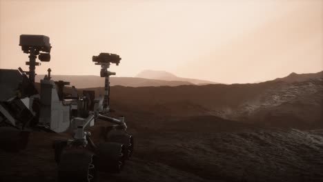 curiosity mars rover exploring the surface of red planet. elements of this image furnished by nasa