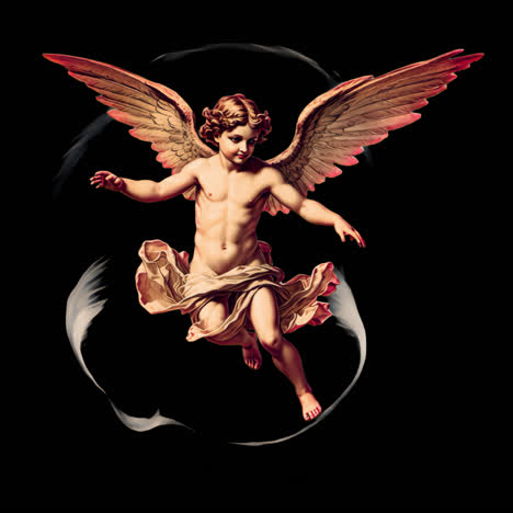 elegant celestial figure in flight animation isolated asset, transparent 4k video, alpha channel