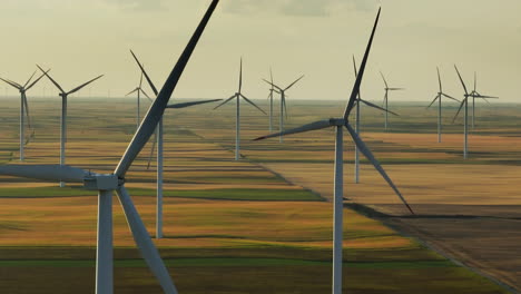 wind farm over agricultural fields