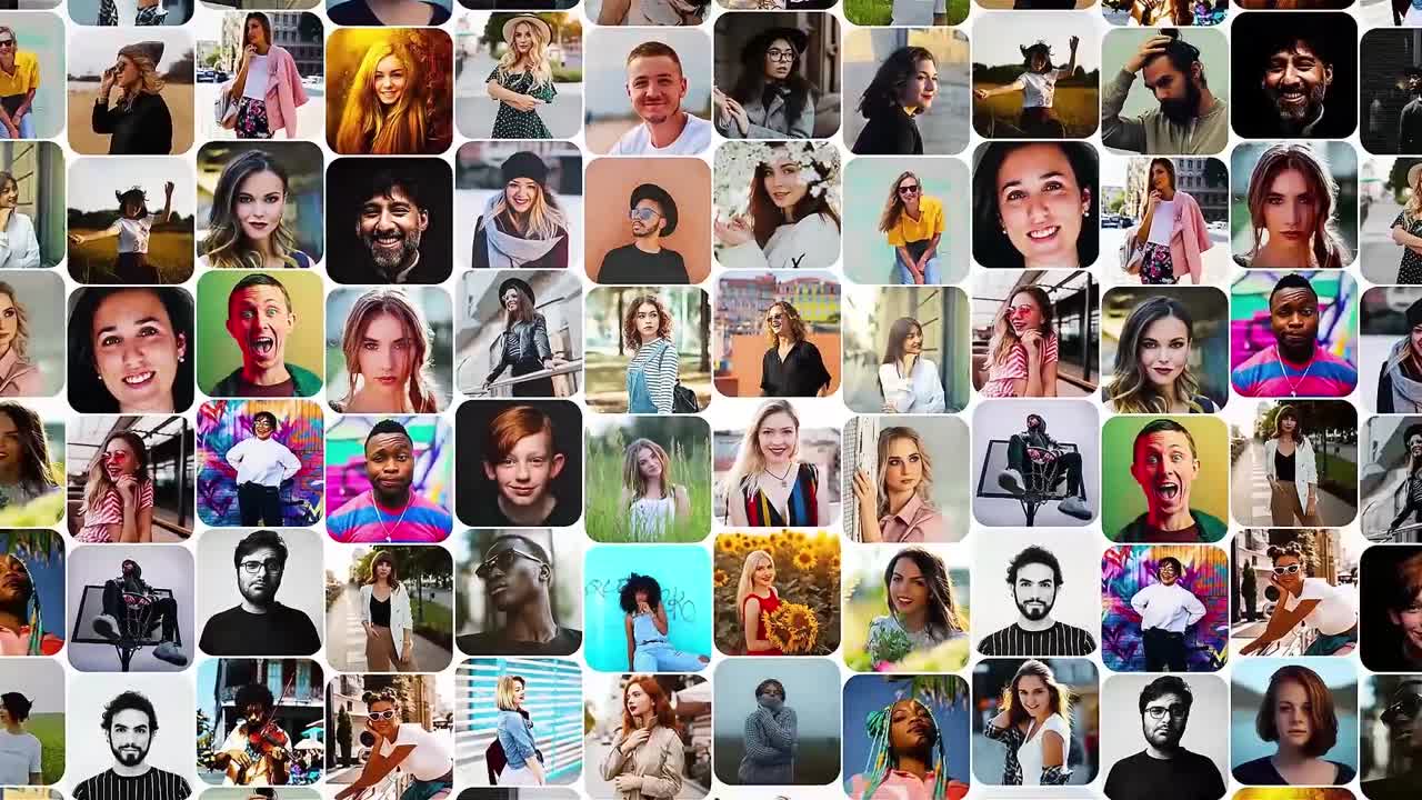 Dynamic Mosaic of Diverse Faces Forms a Logo