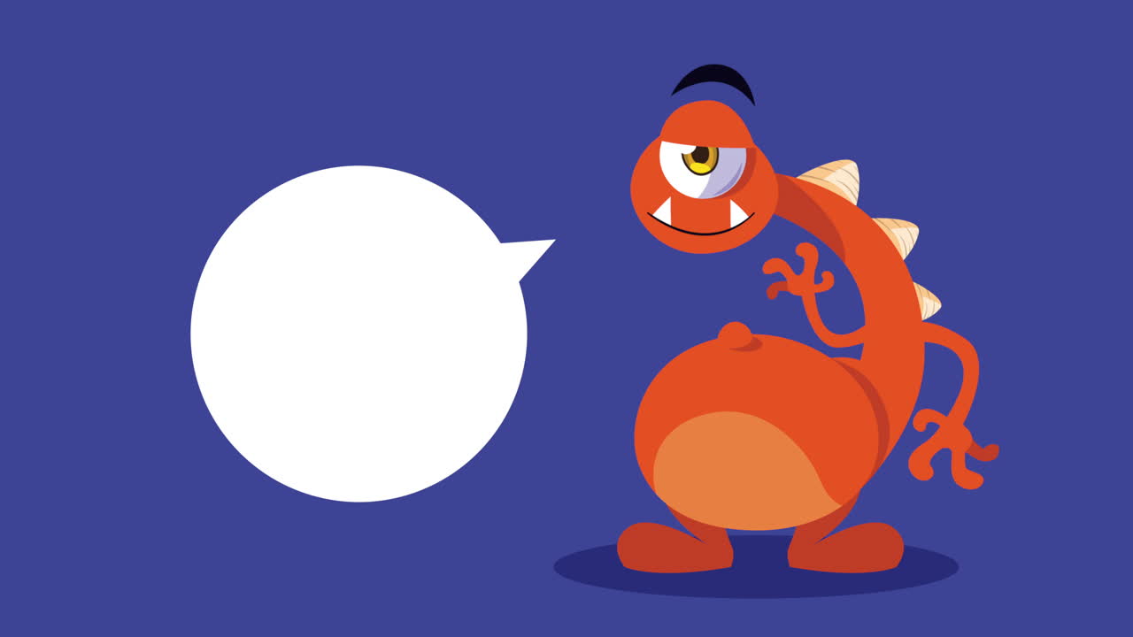 monstruo de dibujos animados con burbuja de habla