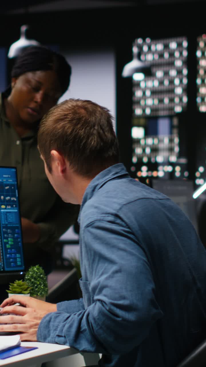 Vertical Video Diverse team of engineers using artificial intelligence to design a floor plan