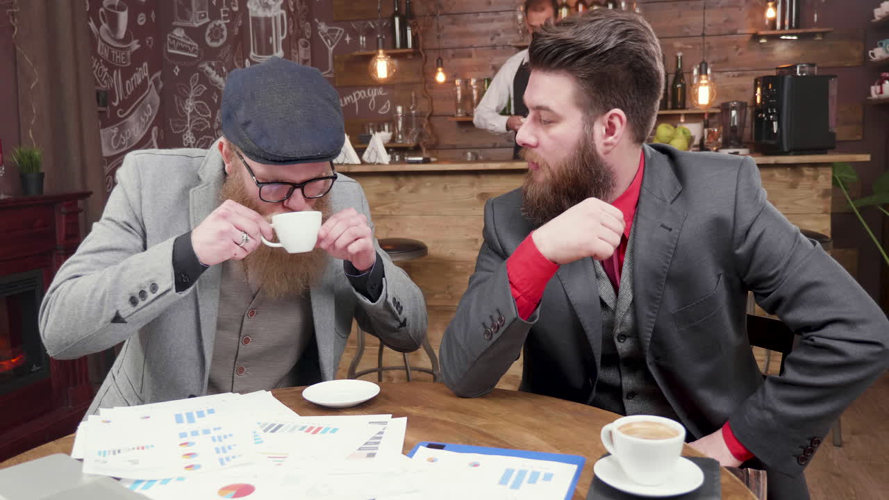 Business meeting in a cafe with coffee