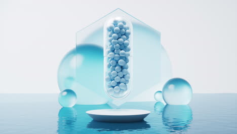 capsule and water surface, 3d rendering.