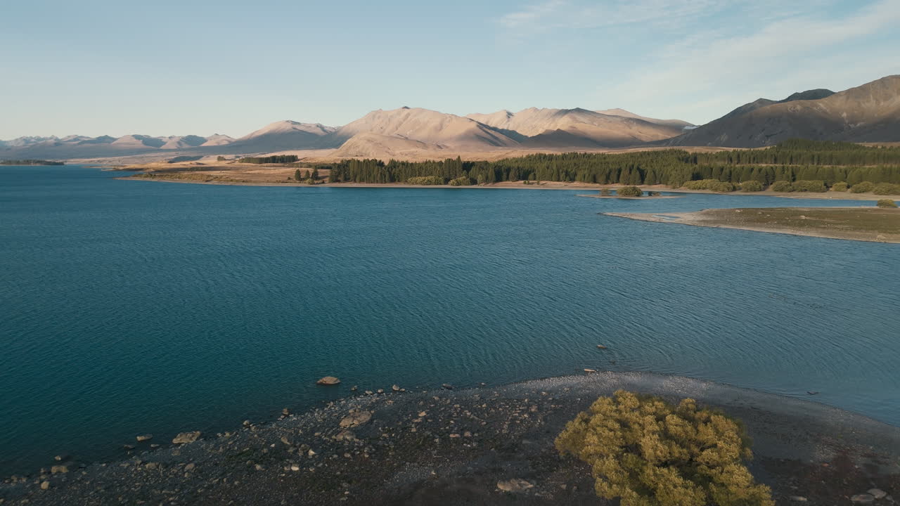Aerial View of a Lakeside Valley in New Zealand