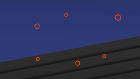 animación de patrón de hexágonos rojos sobre fondo marrón y azul