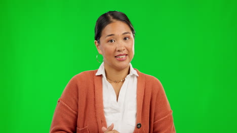 Report-card,-face-and-woman-on-green-screen