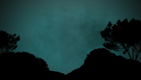 animation of a black shadow on a forest by night