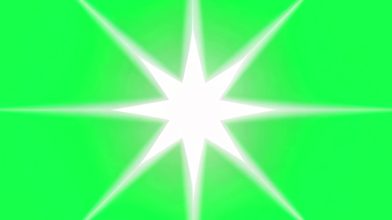 Pulserende hvid stjerneform animation på grøn skærm