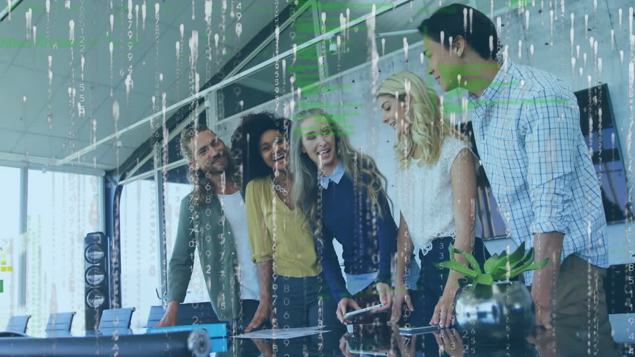 Animation of data processing over business people