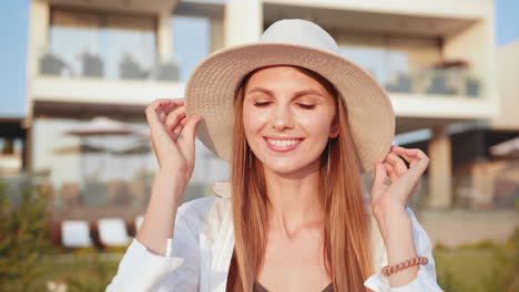 woman enjoying a vacation at a luxury resort