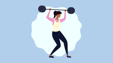 mujer practicando ejercicio levantando pesas carácter