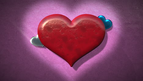 primer plano, rojo, corazón de san valentín, en, rosa, gradiente