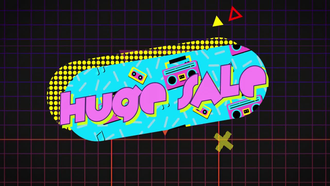 다채로운 모양이 바뀌는 거대한 판매 텍스트의 애니메이션