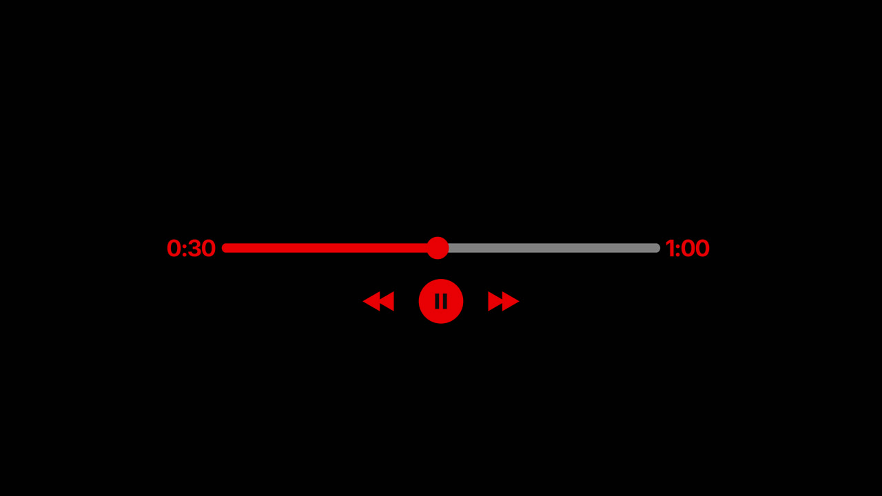 Animated Video Player Progress Bar with Controls on Black Background