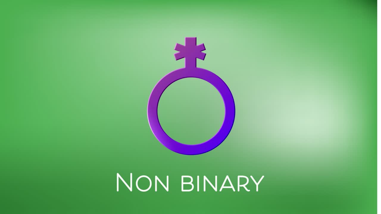 Animation de texte non binaire sur un symbole non binaire