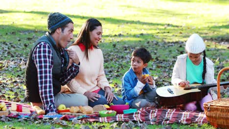 familia haciendo un picnic en el parque