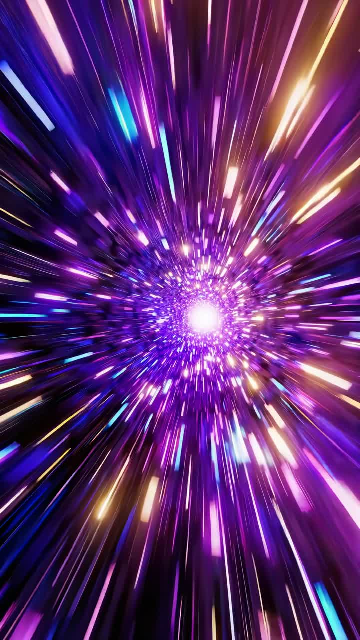 Dynamic video concept with a futuristic, colorful light tunnel