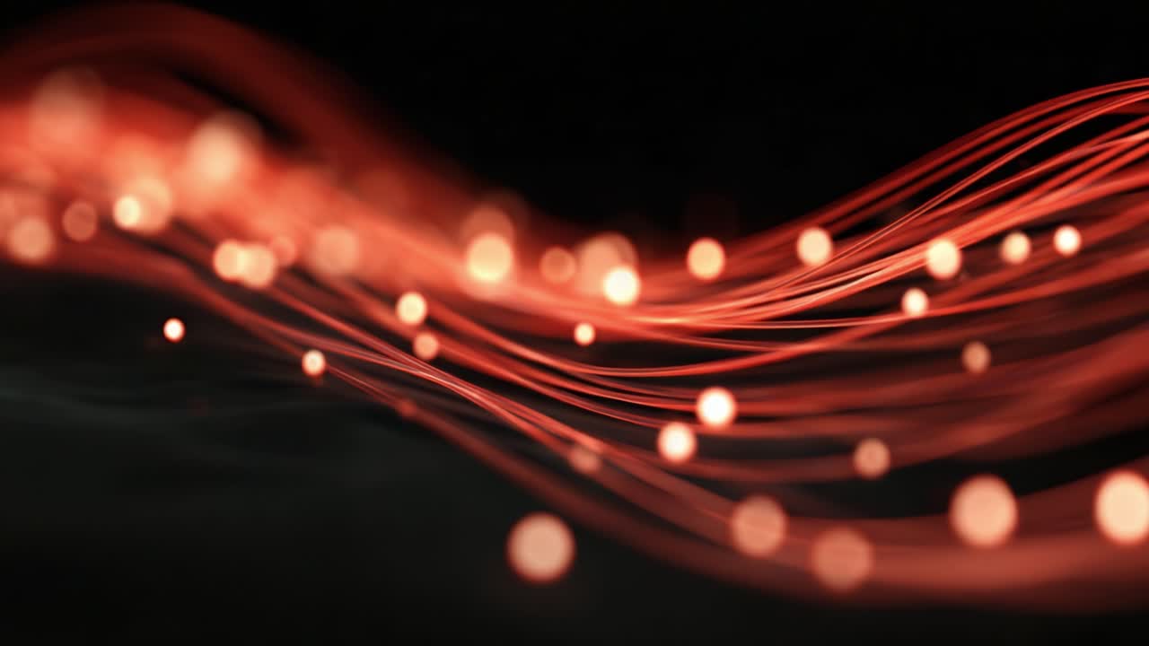 Captivating Flow of Warm Red Light and Enchanting Bokeh Patterns Creating a Mesmerizing Visual Experience in an Abstract Composition of Light and Motion