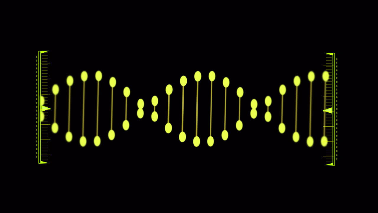 검은 바탕에 있는 dna 가닥으로 데이터 처리의 애니메이션