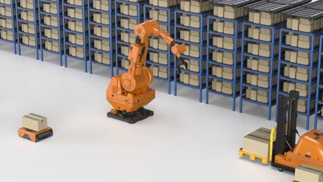 automatic warehouse with robot working