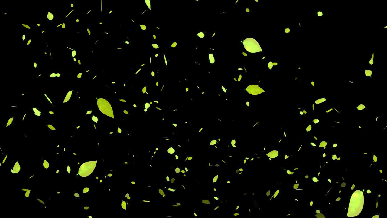 노란색 죽은 잎, 가을의 잎, 추석, 떠오르는 입자, 모션 그래픽