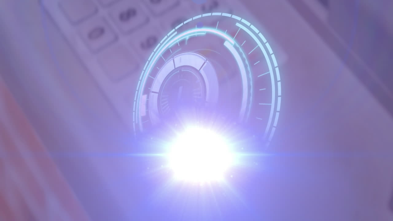 animación de foco móvil y cerradura circular de la caja fuerte girando sobre el teclado numérico