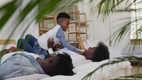 family relaxing together at home