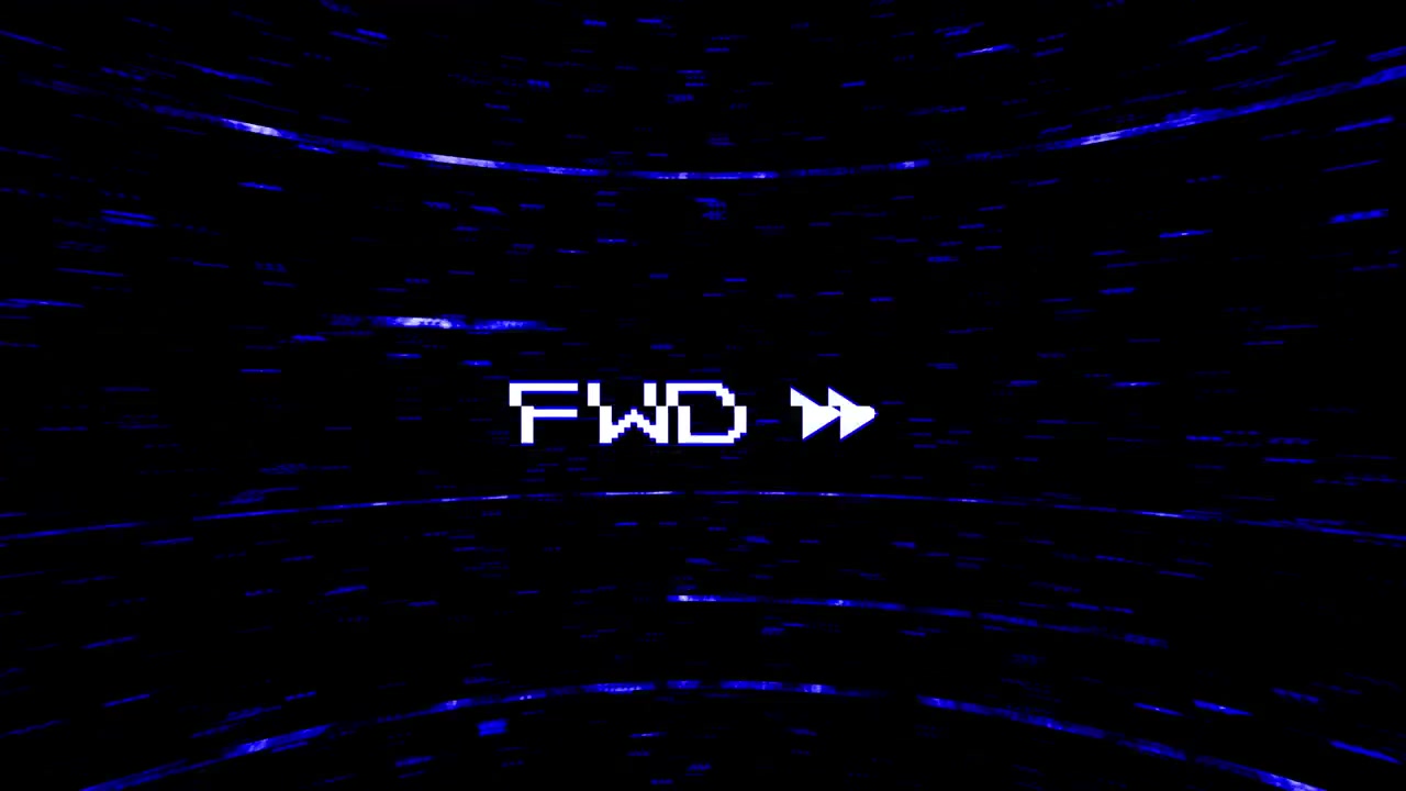 Retro VHS Fast Forward FWD Text with Glitch Effect