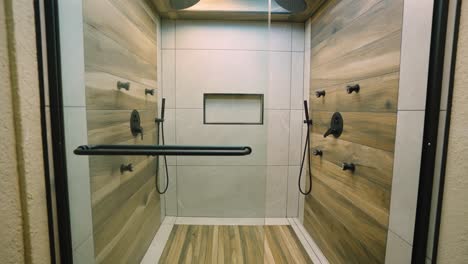 Shot-of-wood-Pannel-shower-with-skylight