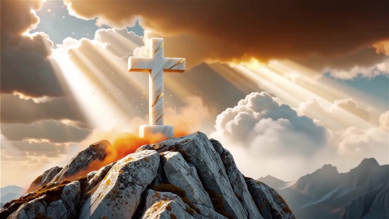 Christian Cross Heavenly Light Worship Background