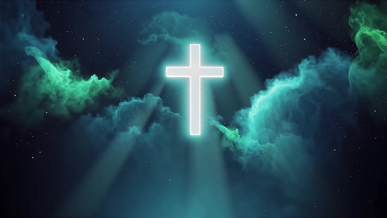 Christian Cross Heavenly Light Worship Background