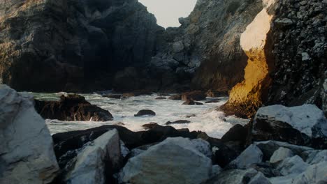 rocky coastline with sea caves