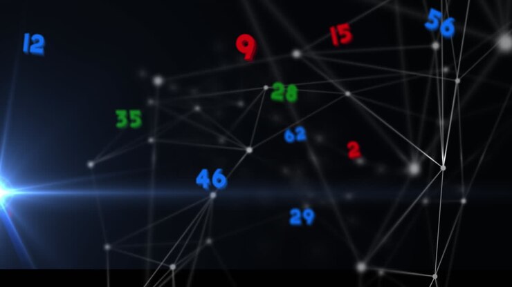 Animation of numbers changing and network of connections