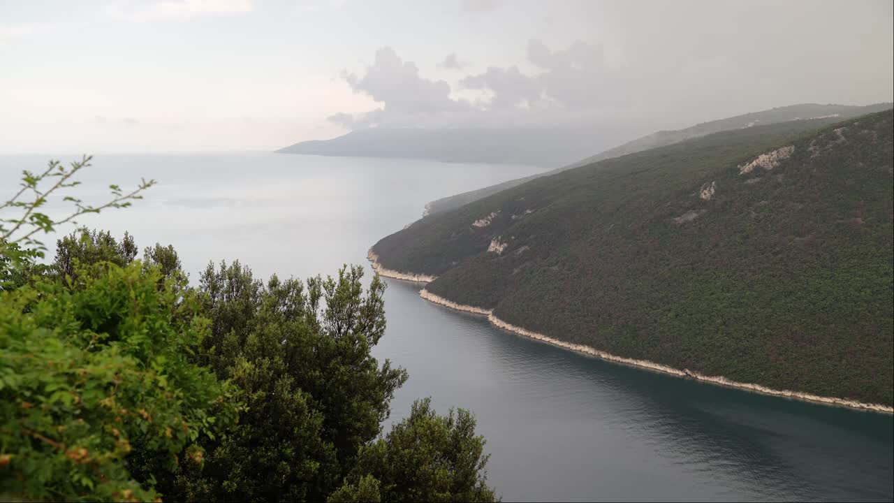 View of the Plomin channel leading out to the Adriatic Sea in Croatia