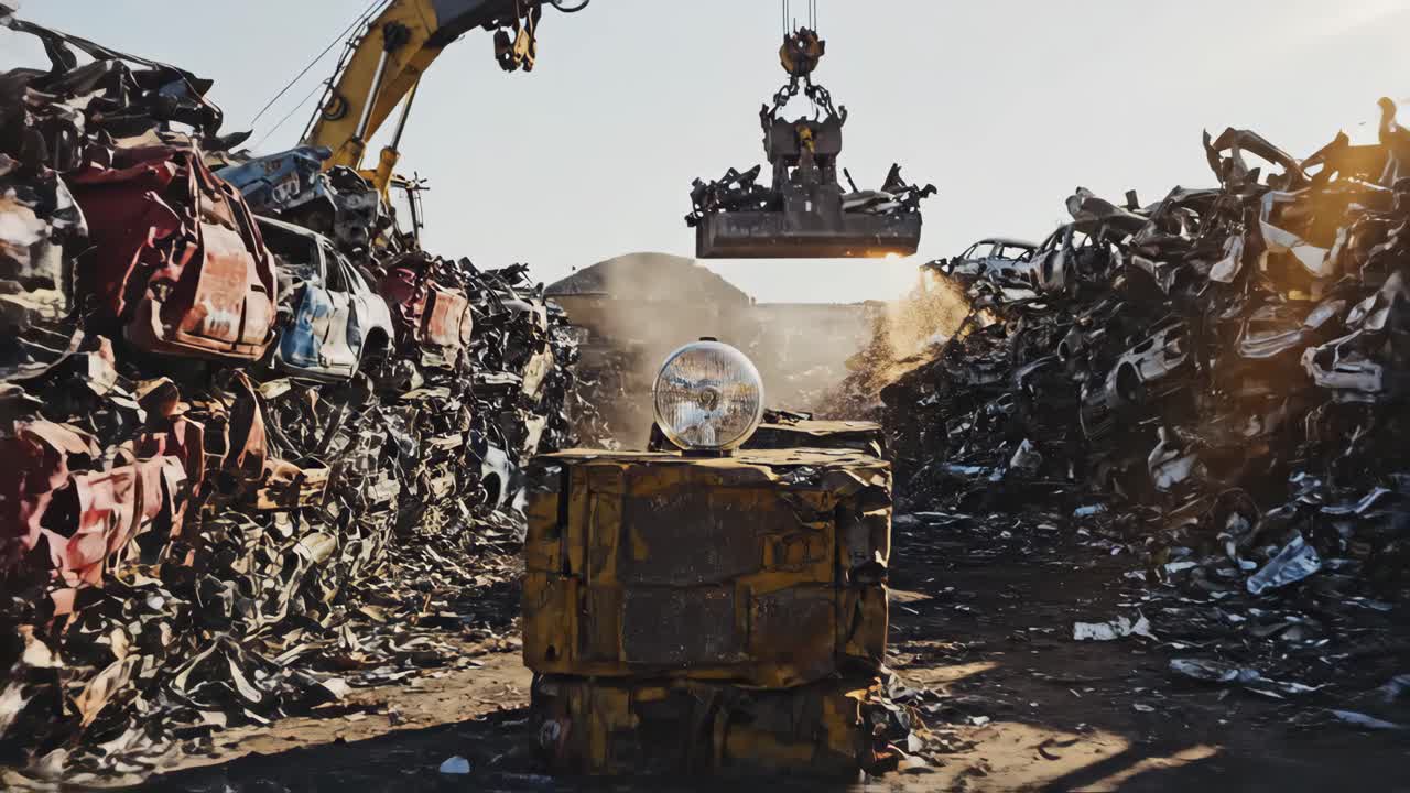 Headlight in a Scrap Yard