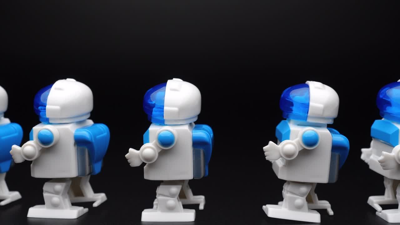 Toy robots walking.