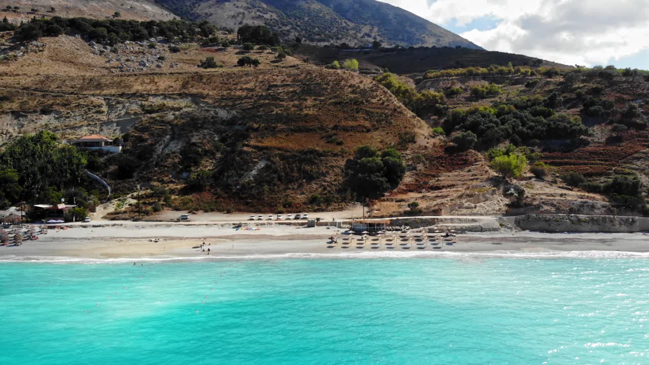 Idyllic Seascape At Agia Kiriaki Beach In Kefalonia, Greece - aerial drone shot